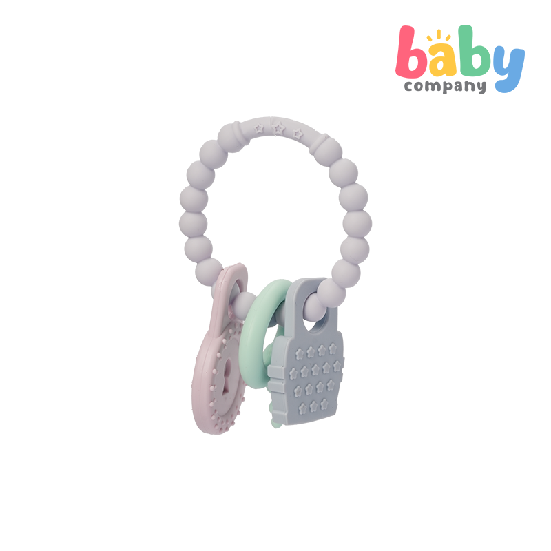 Playsmart Silicone Teething Ring - Treasure, Gray