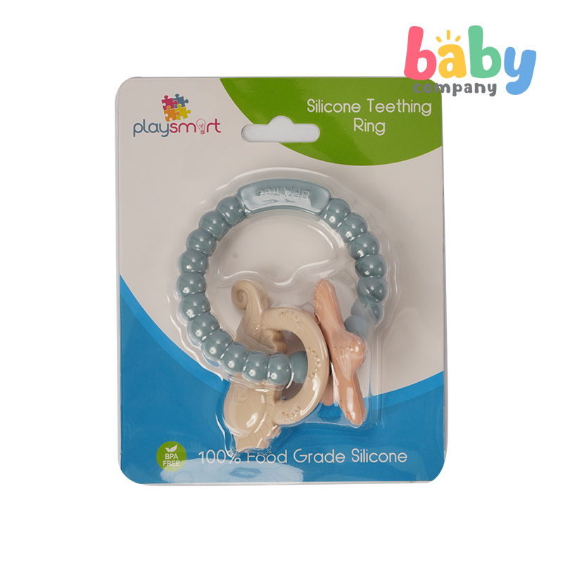 Playsmart Silicone Teething Ring - Ocean, Blue