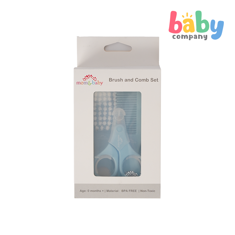 Mom & Baby 4pc Brush and Comb Set - Blue