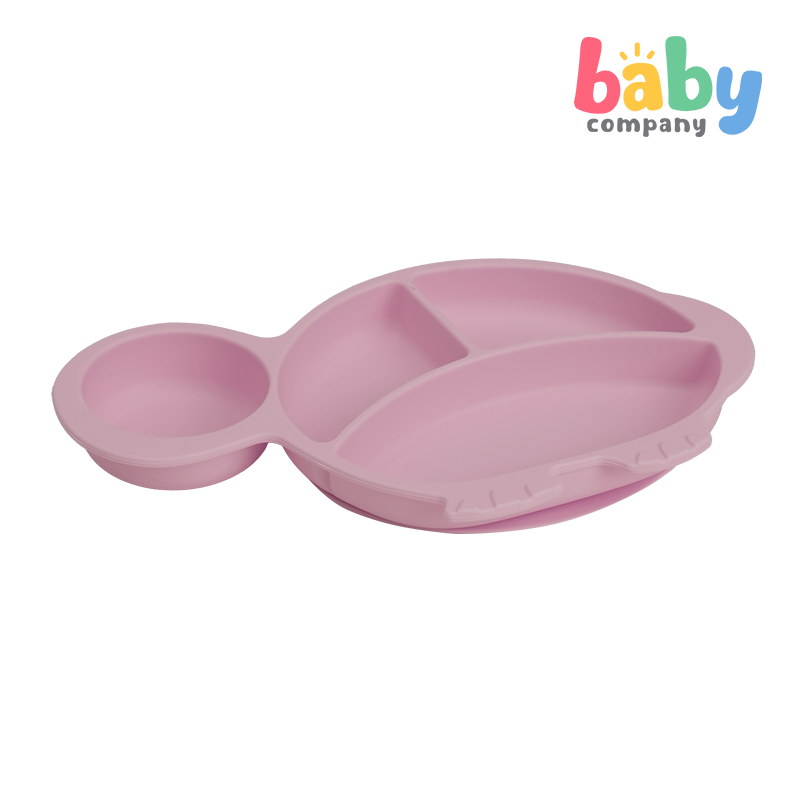 Mom & Baby Silicone Plate - Turtle, Pink