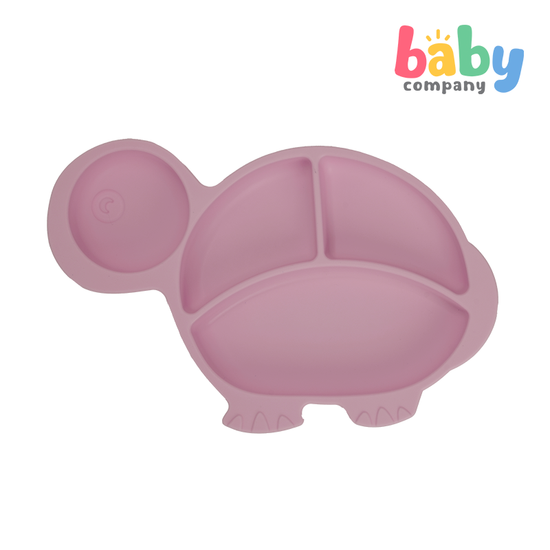 Mom & Baby Silicone Plate - Turtle, Pink