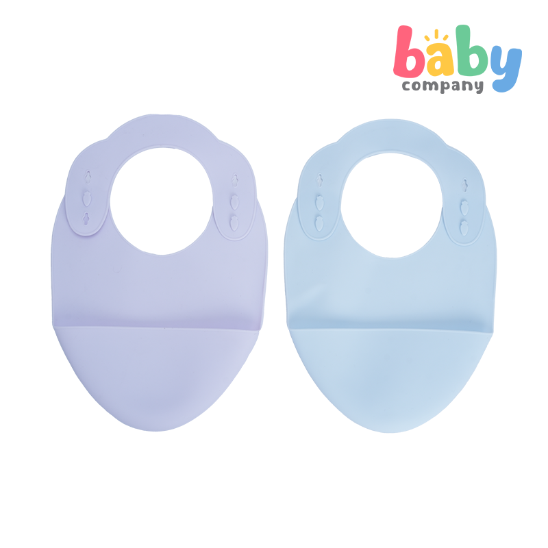 Mom & Baby Silicone Bib - Pack of 2, Purple