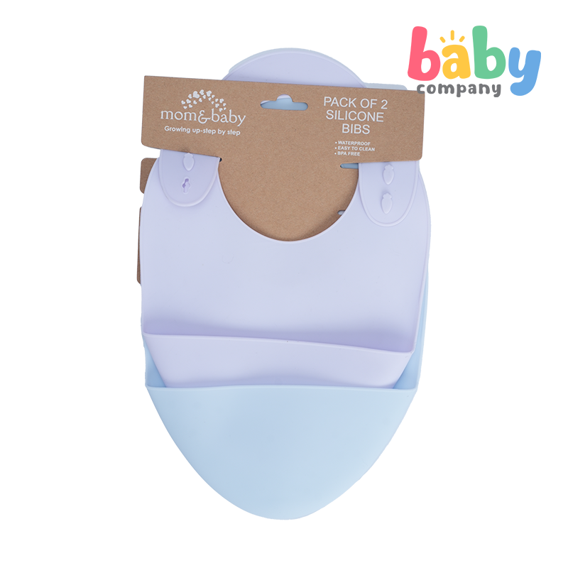 Mom & Baby Silicone Bib - Pack of 2, Purple