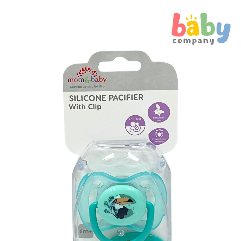 Mom & Baby Silicone Pacifier with Clip - Toucan