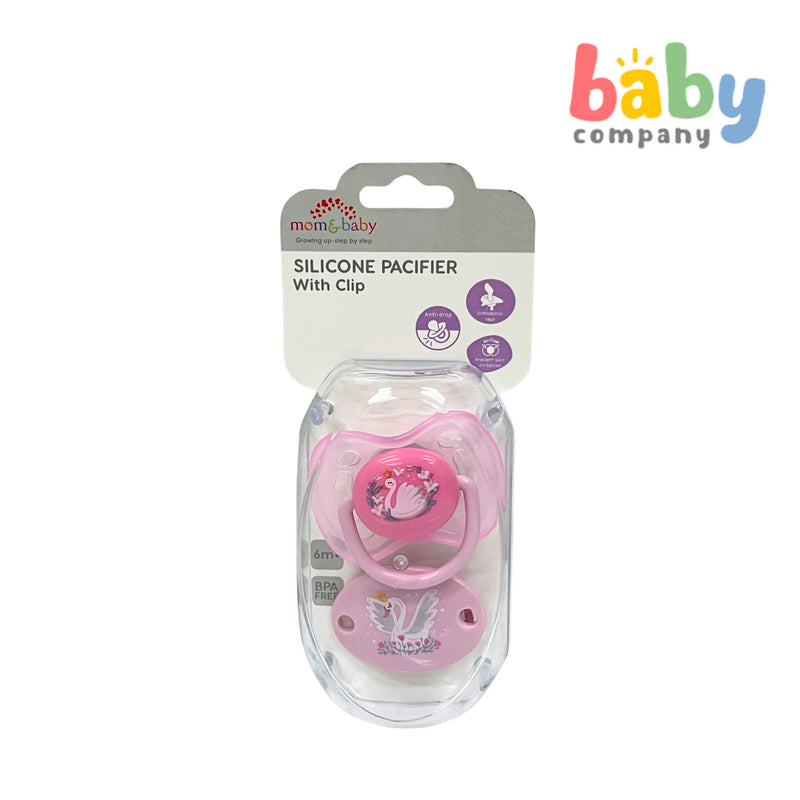 Mom & Baby Silicone Pacifier with Clip - Swan