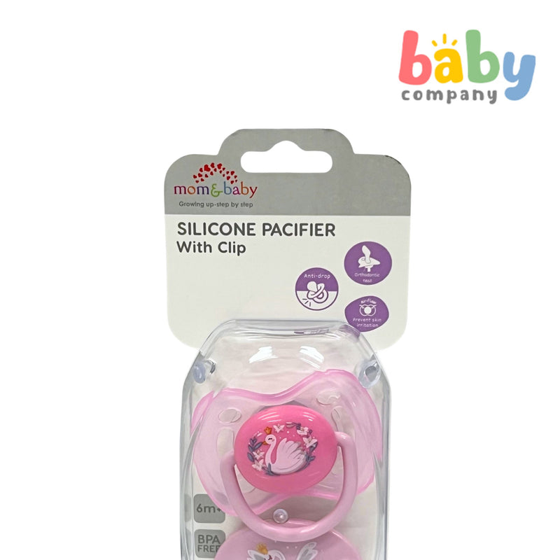 Mom & Baby Silicone Pacifier with Clip - Swan