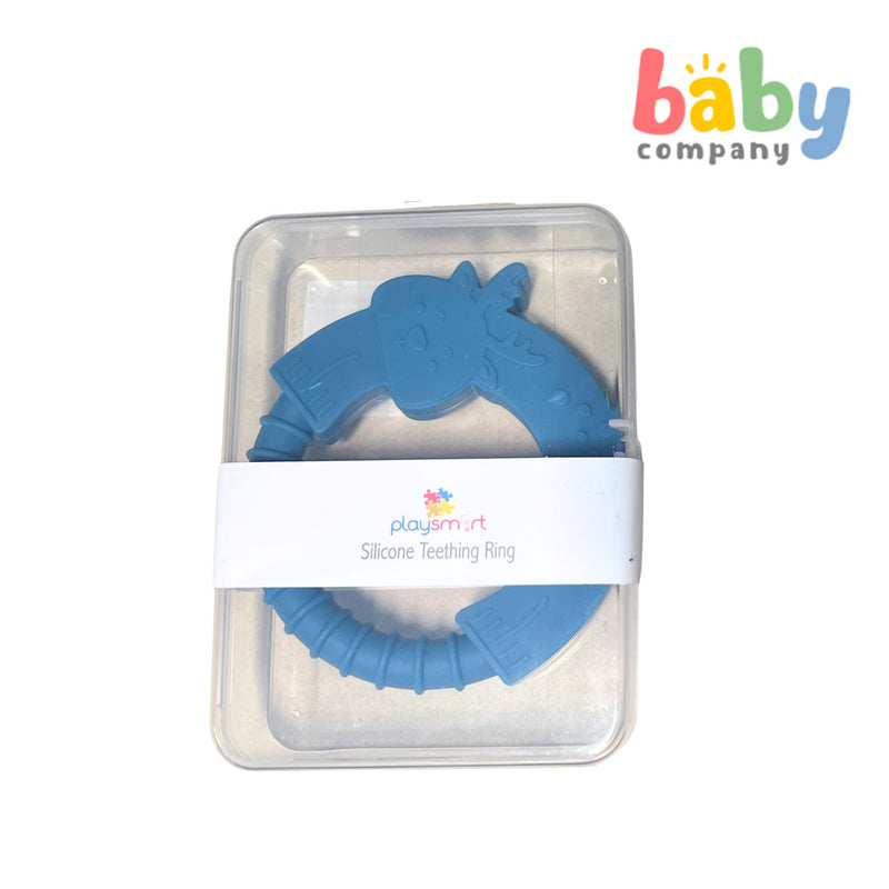 Playsmart Silicone Teething Ring - Deer, Blue