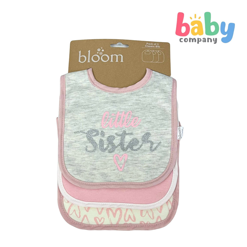 Bloom 3-Piece Classic Bib - Pink Little Sister