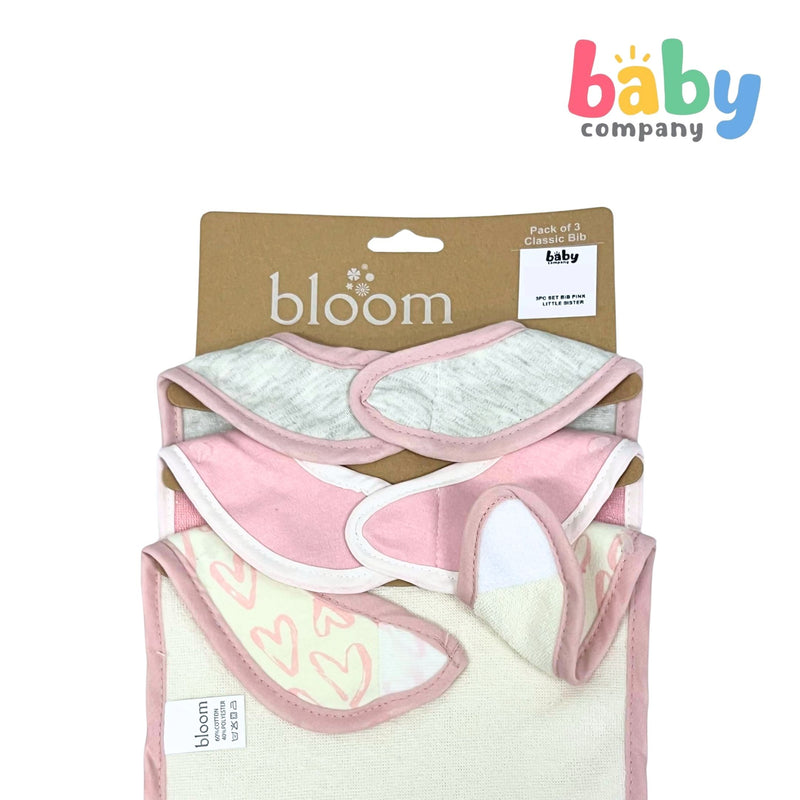 Bloom 3-Piece Classic Bib - Pink Little Sister