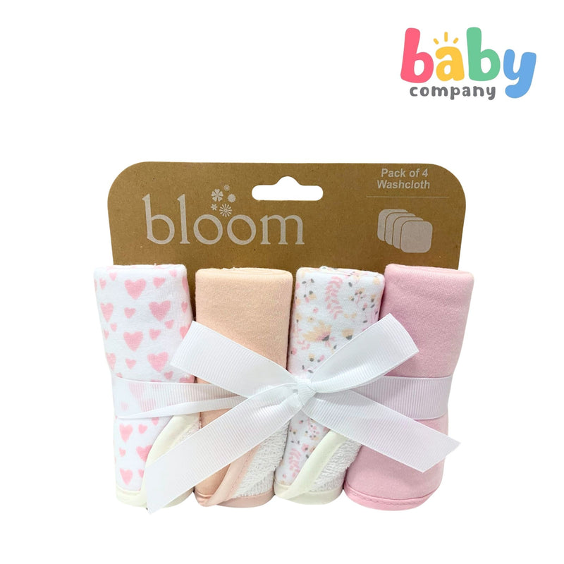 Bloom Baby Washcloth Pack of 4 - Heart and Flower