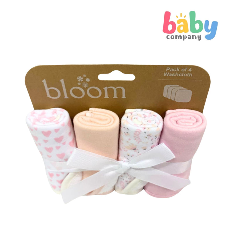 Bloom Baby Washcloth Pack of 4 - Heart and Flower