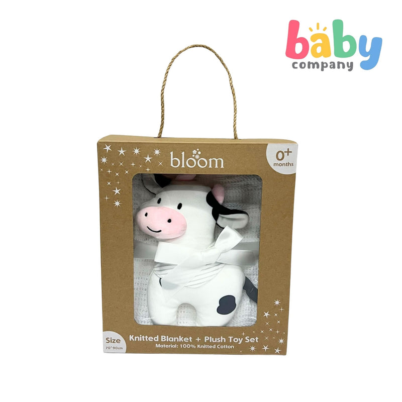 Bloom Baby Knitted Blanket With Plush Toy Set - Cow