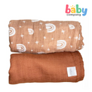 Bloom 2-Packs Muslin Cloth - Brown/Rainbow