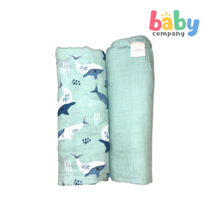 Bloom 2-Packs Muslin Cloth - Green/Sea