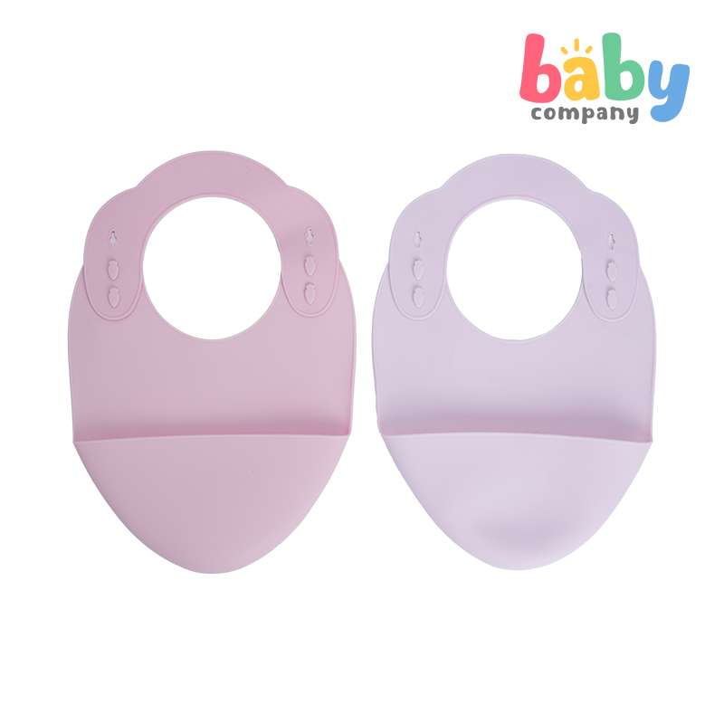 Mom & Baby Silicone Bib - Pack of 2, Pink