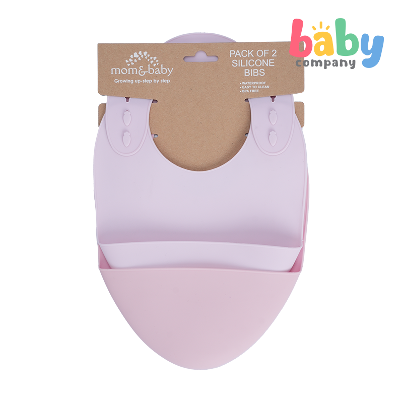 Mom & Baby Silicone Bib - Pack of 2, Pink