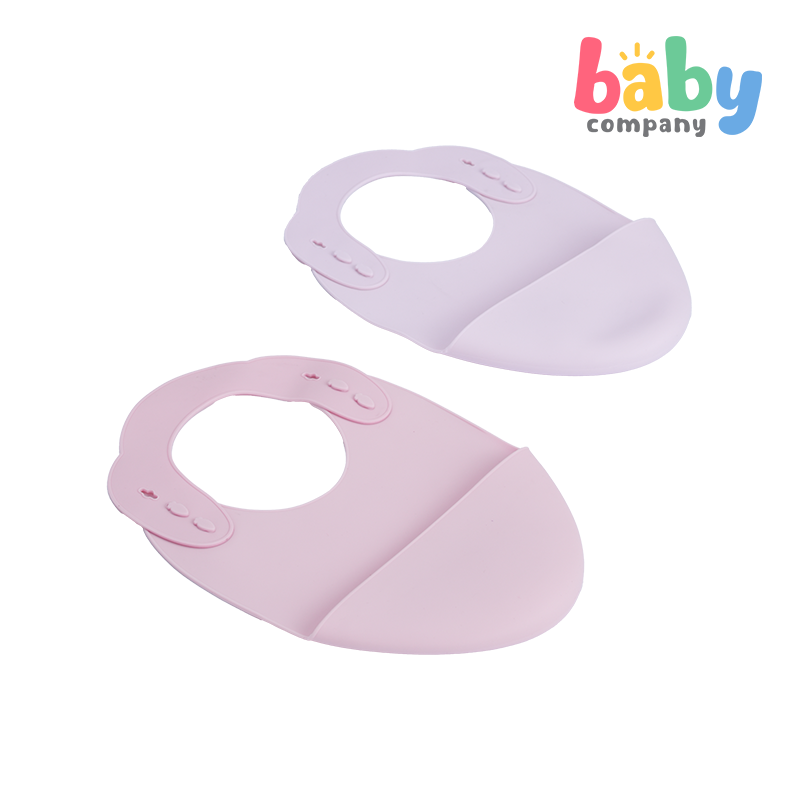 Mom & Baby Silicone Bib - Pack of 2, Pink