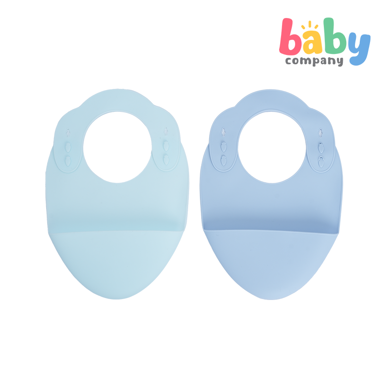 Mom & Baby Silicone Bib - Pack of 2, Blue