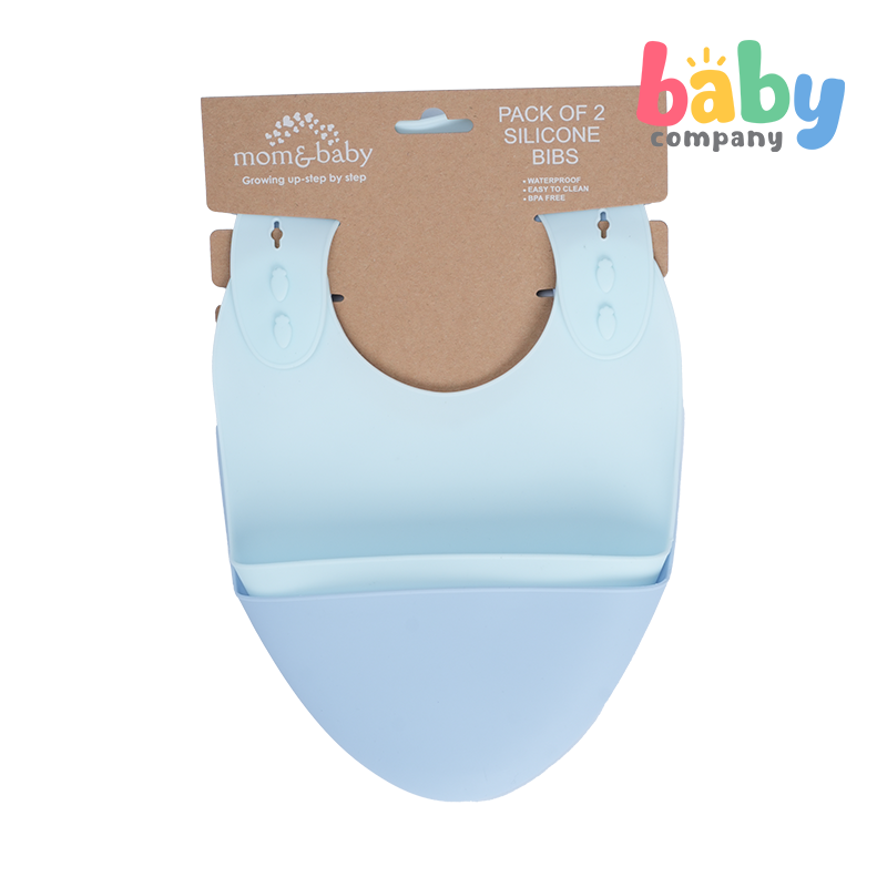 Mom & Baby Silicone Bib - Pack of 2, Blue