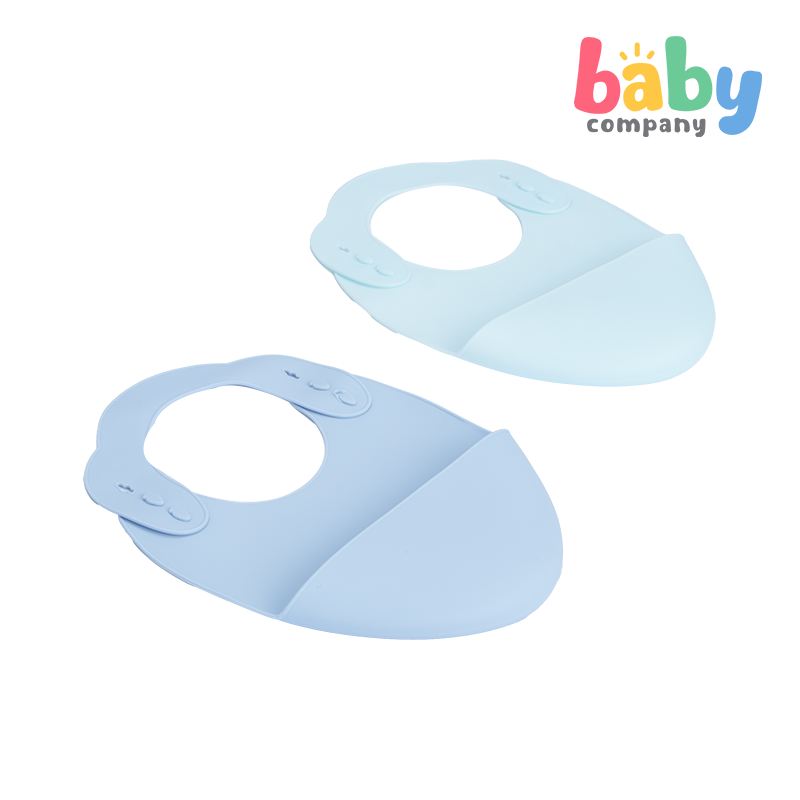 Mom & Baby Silicone Bib - Pack of 2, Blue