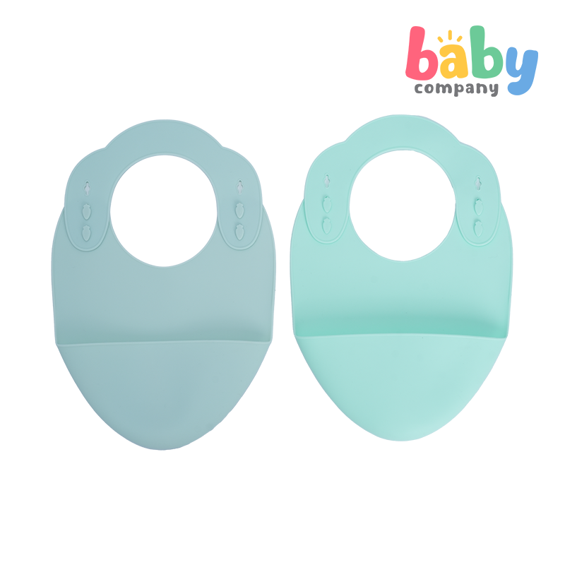 Mom & Baby Silicone Bib - Pack of 2, Turqoise