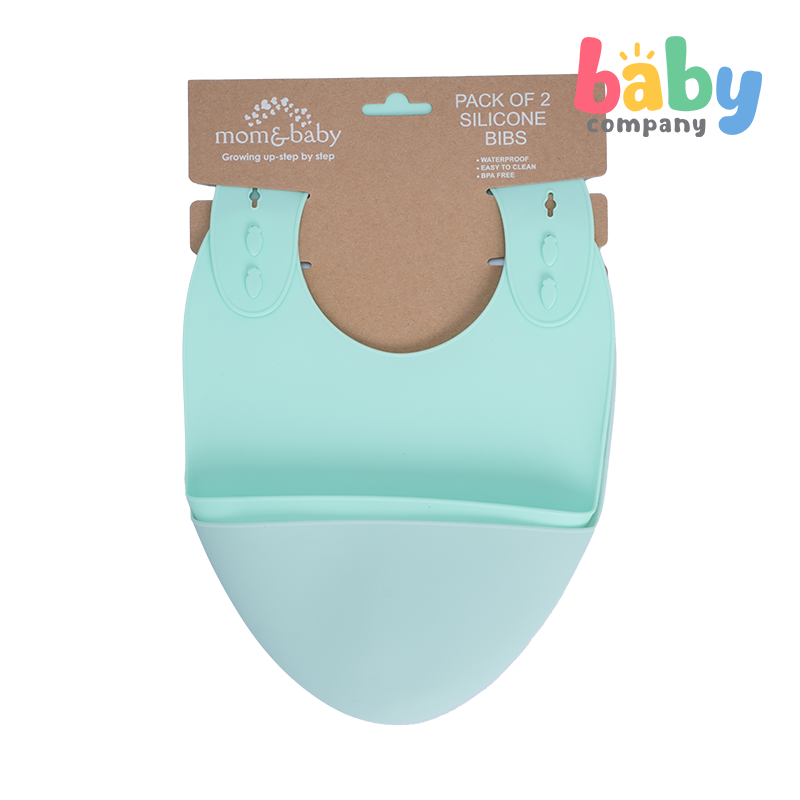 Mom & Baby Silicone Bib - Pack of 2, Turqoise