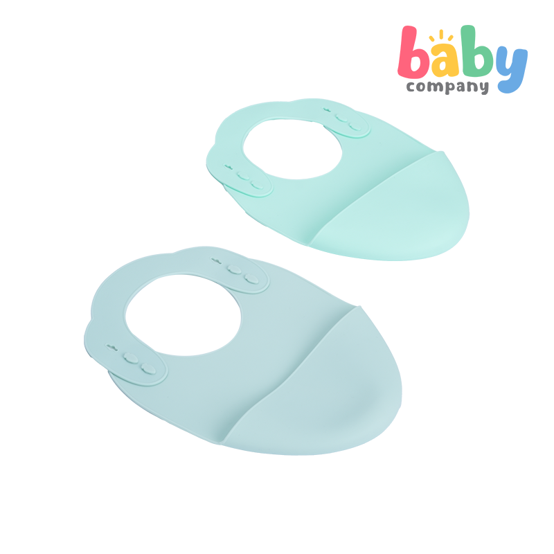 Mom & Baby Silicone Bib - Pack of 2, Turqoise