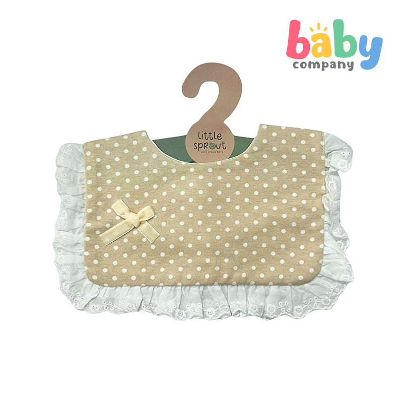 Little Sprout Square Lace Bib - Brown and White Polka Dot