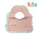Little Sprout Square Lace Bib - Pink and White Gingham