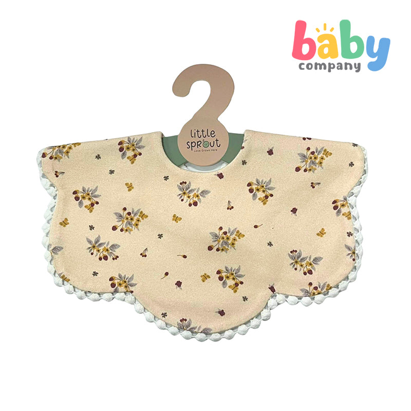 Little Sprout Petal Scallop Bib - Cream and Blue Floral