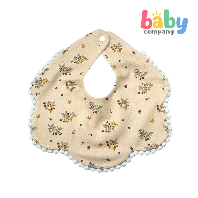 Little Sprout Petal Scallop Bib - Cream and Blue Floral