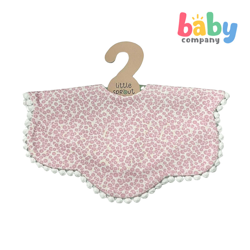 Little Sprout Petal Scallop Bib - Pink and White Floral