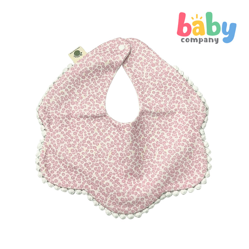 Little Sprout Petal Scallop Bib - Pink and White Floral