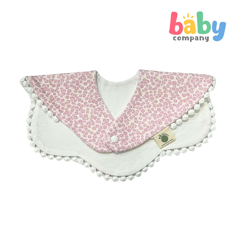 Little Sprout Petal Scallop Bib - Pink and White Floral