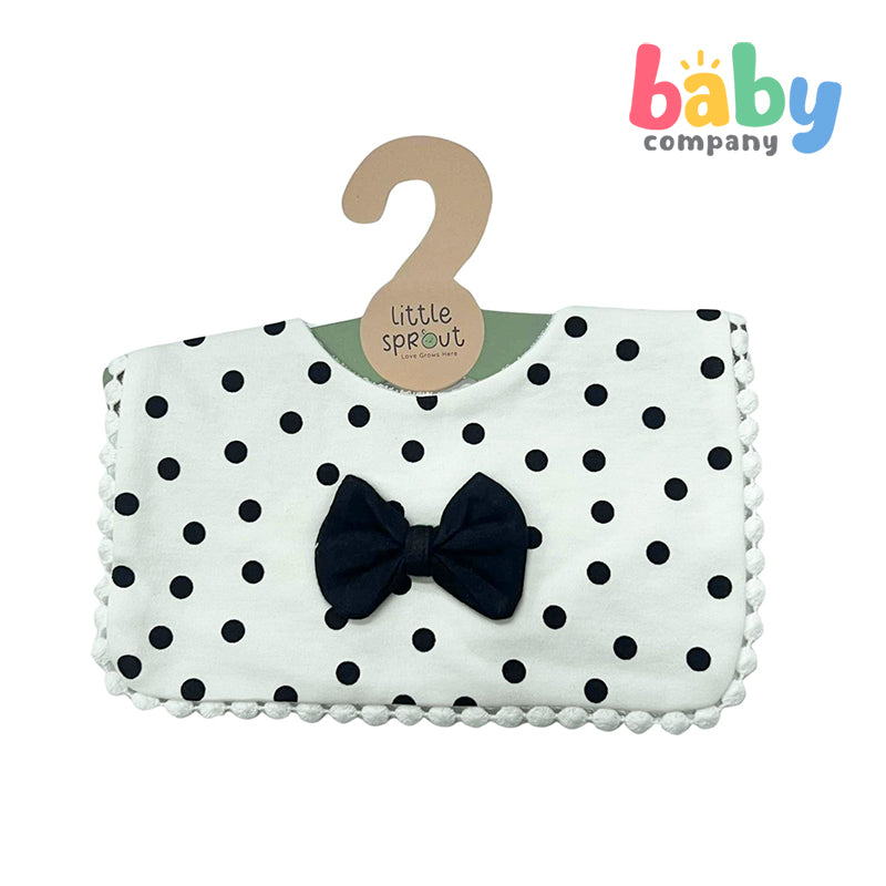 Little Sprout Polka Dot Square Bib - Black and White