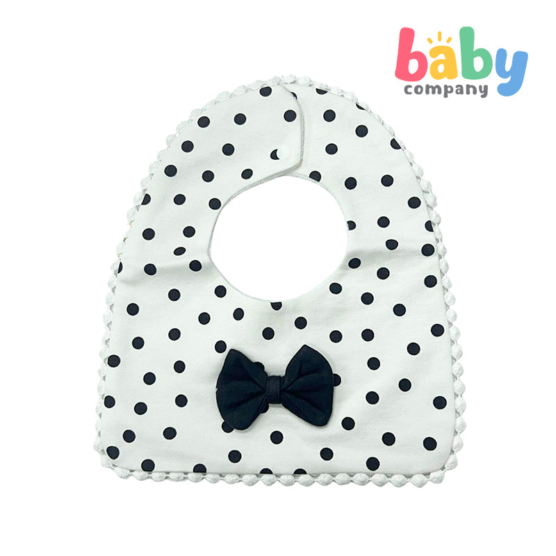 Little Sprout Polka Dot Square Bib - Black and White