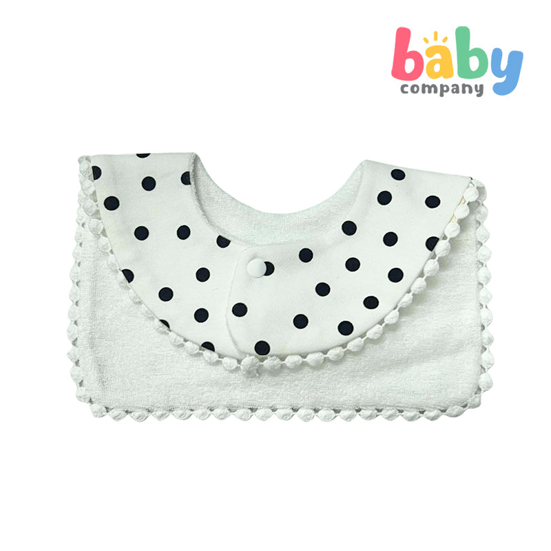 Little Sprout Polka Dot Square Bib - Black and White