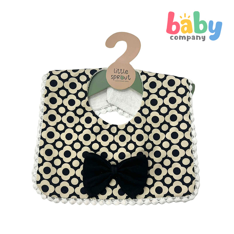 Little Sprout Polka Dot Square Bib - Black and Cream