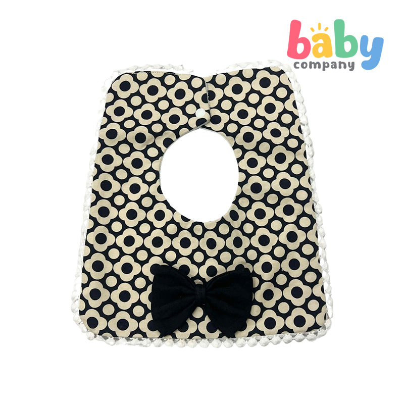 Little Sprout Polka Dot Square Bib - Black and Cream