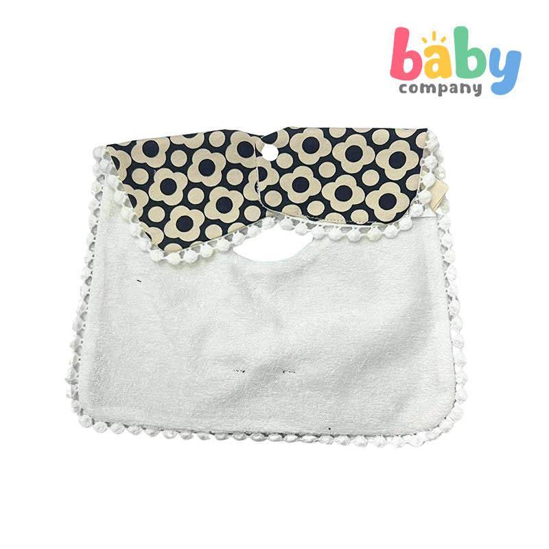 Little Sprout Polka Dot Square Bib - Black and Cream