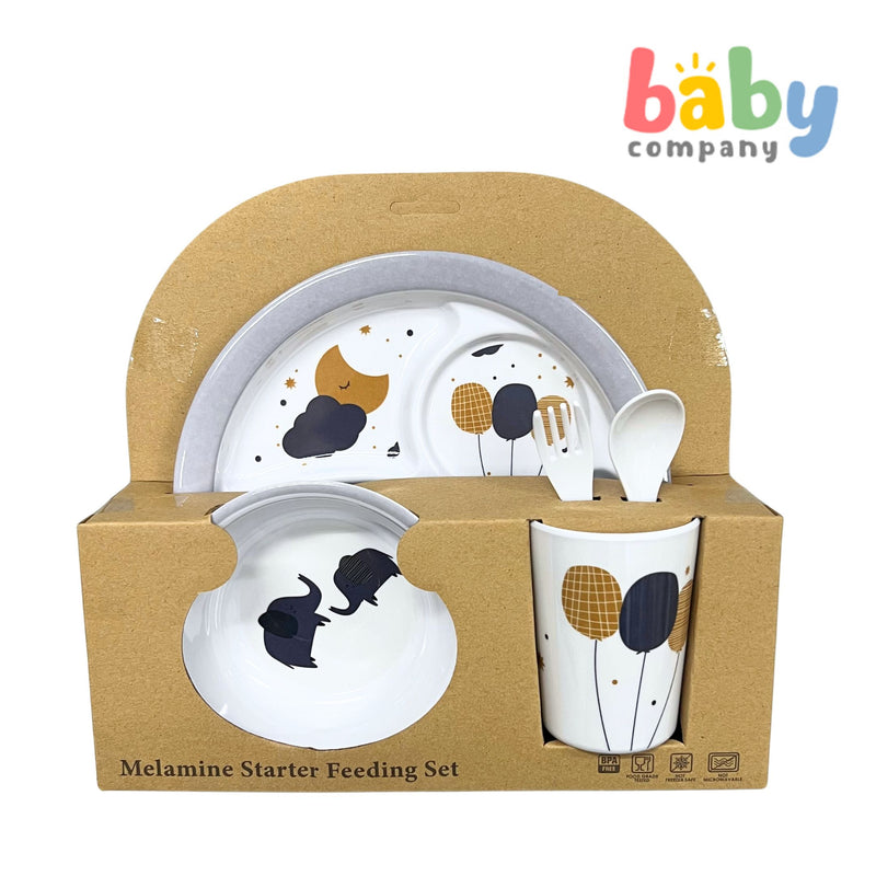 Melawares Kids Melamine Starter Feeding Set - Elly Clouds