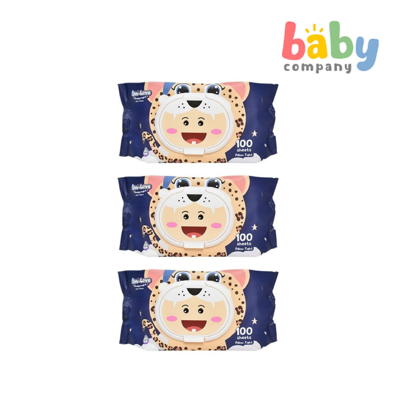 Uni-Love Baby Slumbernight Wipes Cheetah Series - 100s, Pack of 3