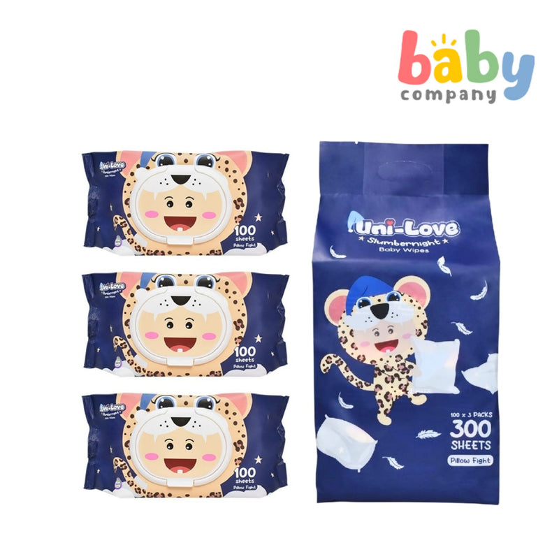 Uni-Love Baby Slumbernight Wipes Cheetah Series - 100s, Pack of 3