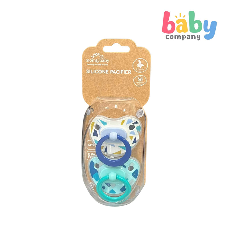 Mom & Baby Silicone Pacifier Pack of 2 - Blue and White