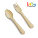Mushie Spoon and Fork Set - Pale Daffodil