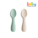 Mushie 2-Pack Silicone Toddler Starter Spoons - Cambridge Blue/Shifting Sand