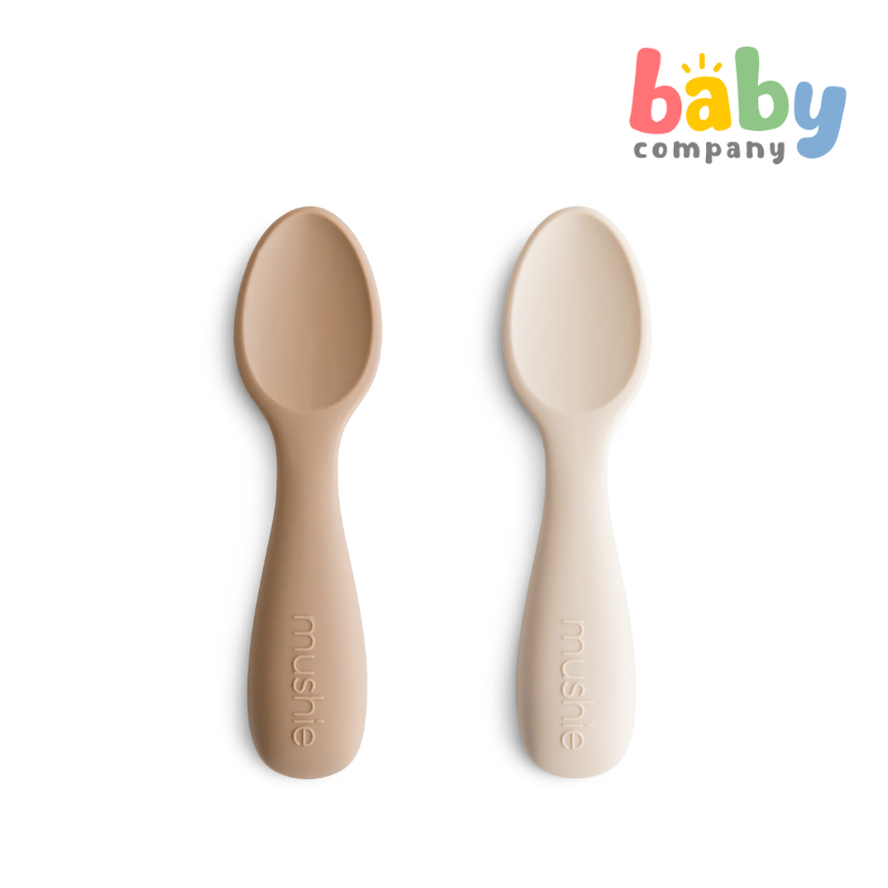 Mushie Toddler Starter Spoons 2-Pack - Natural/Shifting Sand