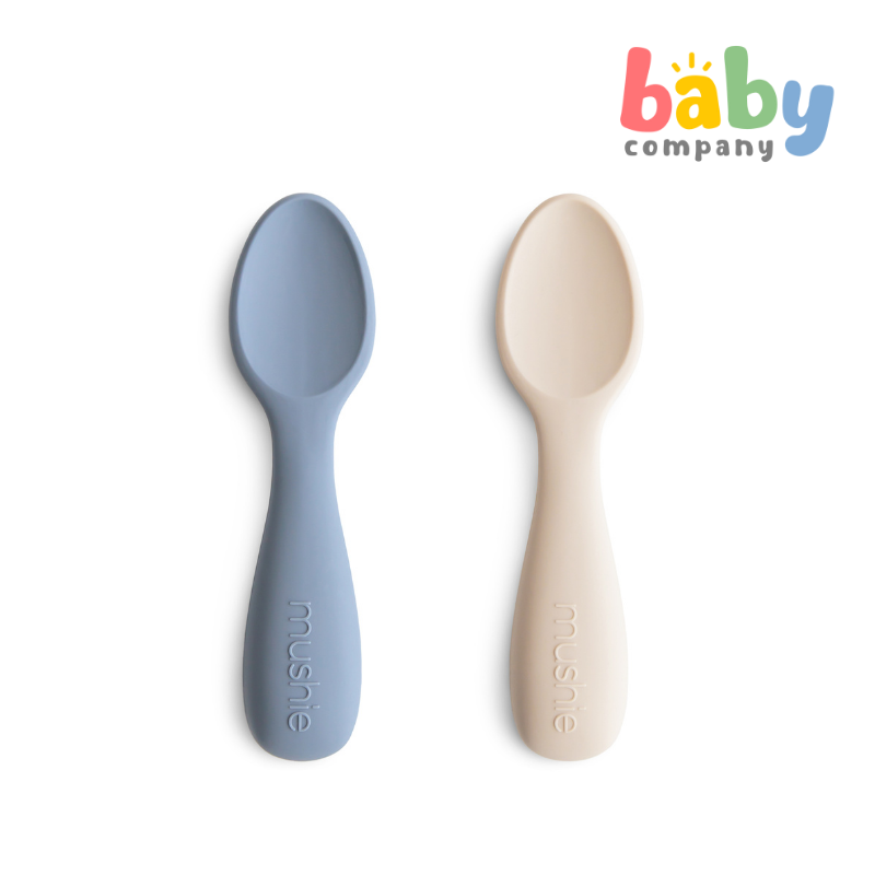 Mushie 2-Pack Silicone Toddler Starter Spoons - Tradewinds/Shifting Sand
