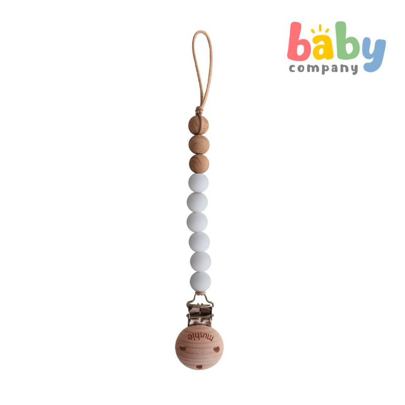 Mushie Pacifier Clips Eva - White