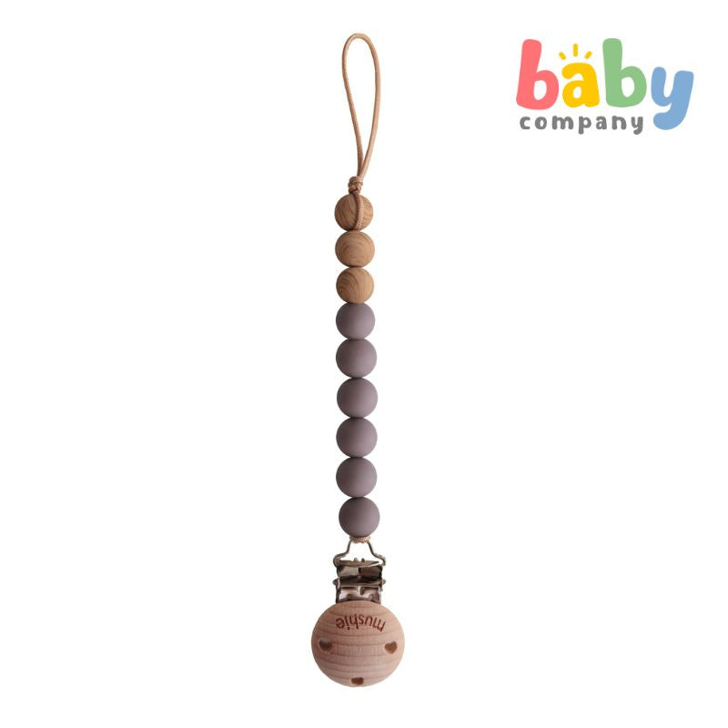 Mushie Pacifier Clips Eva - Ash
